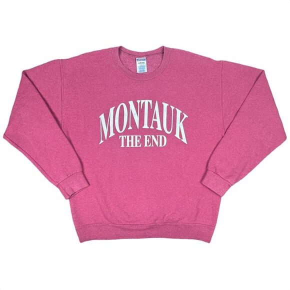 Vintage Jerzees Montauk The End Crew Neck Sweatshirt - Size Medium - Picture 1 of 6